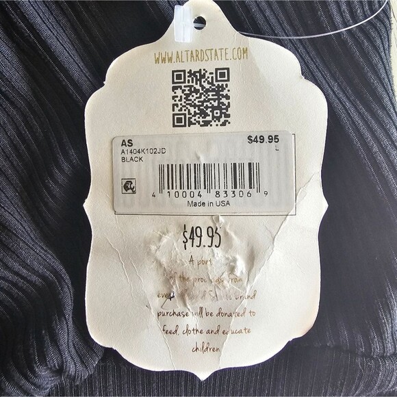 Altar’d State Black Crop Top Sz L NWT Off Shoulder Puff Sleeve Cottagecore Boho - Picture 7 of 16